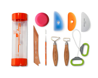 Xiem Pottery Tools Potter Starter Kit with trimming tools for pottery and ceramic shaping, includes various shaping and trimming tools.