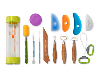 Xiem Pottery Tools Clay Essential Tool Kit with trimming tools for shaping and detailing clay projects.