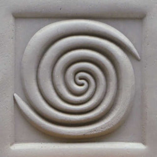 MKM SSL 002 large square stamp with double spiral texture design for pottery and clay surface decoration.