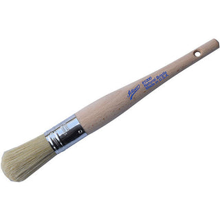 Ateco Tools 1-inch round white boar bristle pastry brush with wooden handle for baking and pastry application.