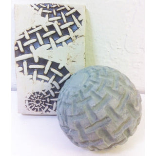 Olander Earthworks TS-11 Basket Weave Moon Ball texture sphere showing woven basket pattern on round ceramic tool