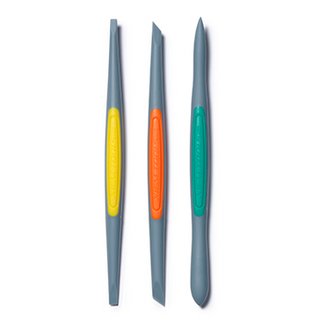 Set of three small strong-firm silicone trimming tools for pottery finishing by Xiem Pottery Tools.