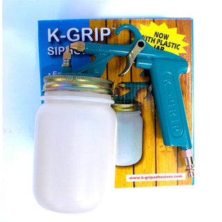 Sheffield Pottery K-Grip siphon spray gun with plastic bottle for easy spraying and glaze application.