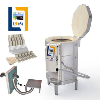 L&L e18T-3 Easy-Fire Kiln Package with Vent, Furniture and Genesis Touchscreen