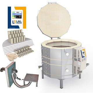 L&L e28M-3 Easy-Fire Kiln Package with Vent, Furniture and Genesis Touchscreen: 240/1 & 208/3 In Stock