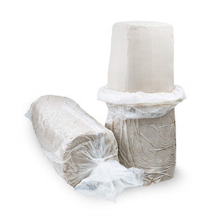 Sheffield Pottery Berkshire White Moist Potters Clay with silica sand in a 50lb box, ideal for ceramics and pottery projects.