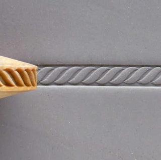 MKM FR 005 Finger Roller Rope texture tool for pottery, shown in close-up with textured surface for clay surface detailing.