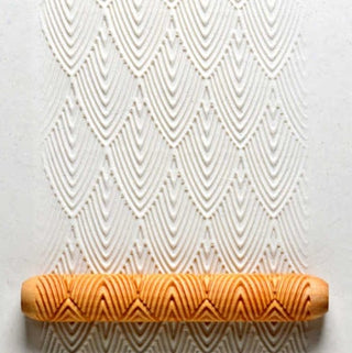 MKM HR 061 Hand Roller with feather texture for pottery and clay shaping, by MKM Pottery Tools.