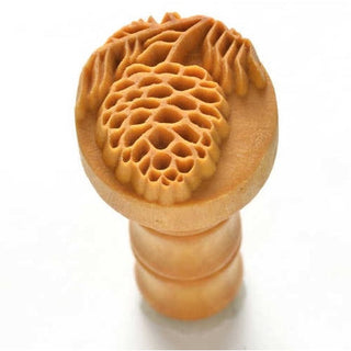 MKM Pottery Tools SCM 180 medium round stamp with pine cone texture for clay and pottery decoration.