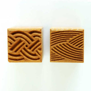 Medium square stamp with braid texture from MKM Pottery Tools for adding detailed patterns to clay projects.