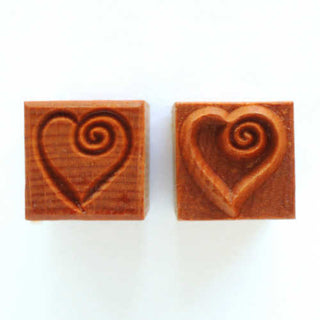 MKM SSM 142 Medium Square Heart with Curl texture stamp for pottery and ceramic art by MKM Pottery Tools