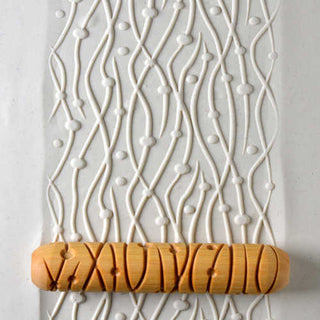 MKM BHR 006 Big Hand Roller texture tool with lines and dots for pottery and clay surface detailing.