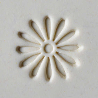 MKM SCM 004 medium round stamp with flower texture for pottery and clay work by MKM Pottery Tools.