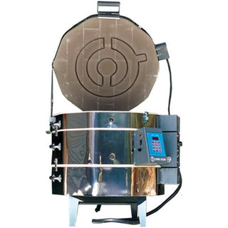 Olympic Dual Media Kiln 2818HE with digital controller, 6.67 cu ft capacity, cone 10 firing, and stainless steel exterior.