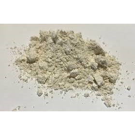 Dry English Grolleg raw material in 10-pound bag from Sheffield Pottery, used for porcelain and ceramic glazing.