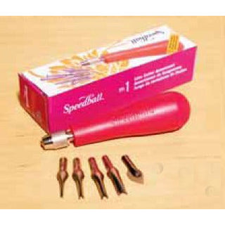 Speedball Arts #1 Lino Zip Assortment carving tools set with various lino carving tools for printmaking and relief carving.