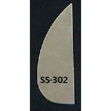 Peter Callas Trim Gin SS302 Coleman Mouse Potters Rib tool for clay shaping and pottery carving, featuring a textured ceramic surface.