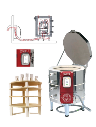 Skutt KMT818-30A-3 Kiln Package: 30 Amp with Touchscreen Controller, Furniture Kit & Vent