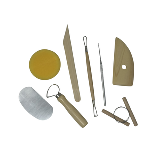 Chinese Clay Art beginner pottery trimming tools kit with various shaping and carving tools for pottery beginners.
