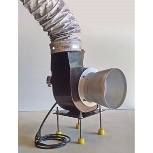 Vent-A-Kiln fume extractor for encaustic painting studios, Kiln venting system by Ventakiln, shown with duct connection and filter.