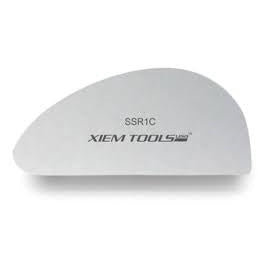 Large stainless steel potters rib by Xiem Pottery Tools, ideal for shaping and smoothing clay in ceramics and pottery projects.