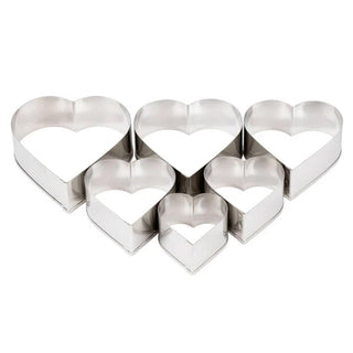 6 Piece Stainless Steel Heart Shape Cutter Set