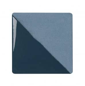 Speedball Arts Sea Blue ceramic underglaze for pottery, shown in a pint container with smooth, vibrant blue glaze on clay.
