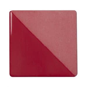Speedball Underglaze Carmine for ceramics and pottery, showing a vibrant red ceramic glaze on clay surface.