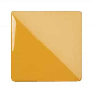 Speedball Arts Saffron Yellow Underglaze for ceramics and pottery, shown on a clay surface with vibrant yellow color.