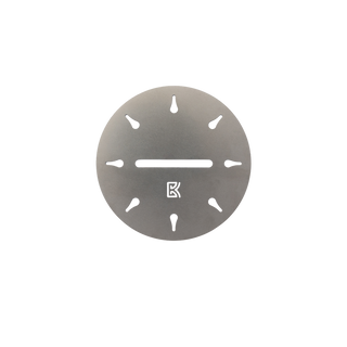 BuschKraft medium circle-shaped rigid metal potters rib for ceramics shaping and carving, with a smooth, durable metal surface.