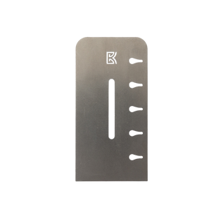 Medium rectangular metal potters rib tool by BuschKraft, rigid rib for shaping and smoothing clay in pottery and ceramics.