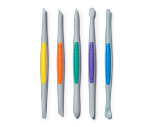 Small set of five Xiem Pottery Tools silicone trimming tools for clay finishing and detailed pottery work.