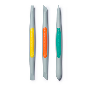 Set of three Xiem Pottery Tools medium silicone trimming tools with flexible and firm finishes for clay finishing and sculpting.