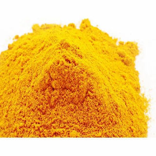 Yellow iron oxide raw material in a five-pound bag, used for pottery and ceramic glazes, produced by Sheffield Pottery.