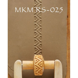MKM RS 025 Small Handle Roller with zigzag triangle texture design for pottery and clay shaping.