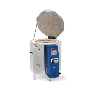 White Cone Art BX1822D pottery kiln with digital controls and a large front door for firing ceramics.