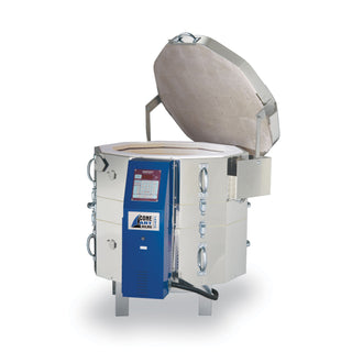 White 22-inch Tall Cone Art BX2322D pottery kiln with digital controls and sturdy construction, designed for ceramic firing.