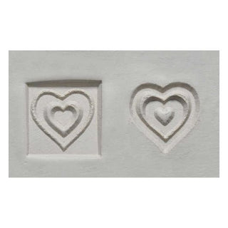 MKM Pottery Tools SSM 141 medium square stamp with heart in heart texture design on white background.