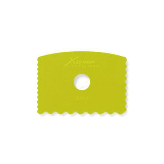 Xiem Pottery Tools DR4S Xiem Tools Soft Decorating Rib 4 for pottery and ceramic surface texturing, white plastic tool with textured edge.
