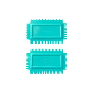 Set of two UTCAS Xiem Tools Ultimate Texture Combs with flexible soft handles for pottery and clay texturing.