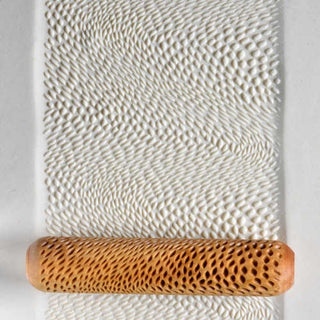MKM Pottery Tools Big Hand Roller BHR 084 River of Rice texture tool for pottery and clay design.