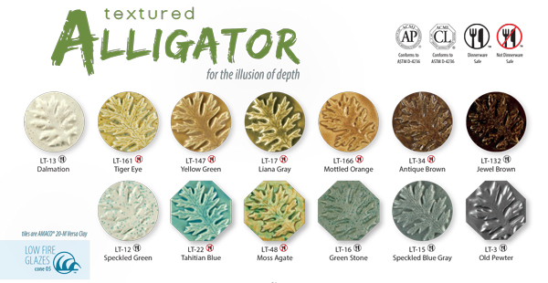  Amaco LT Textured Alligator Glazes