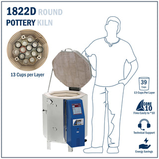 Cone Art BX1822D pottery kiln with digital controls and large firing chamber, ideal for professional ceramics and pottery firing.