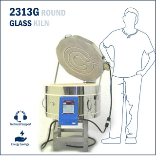 Cone Art 2313G glass fusing kiln with a digital control panel and large viewing window for precise glass firing.