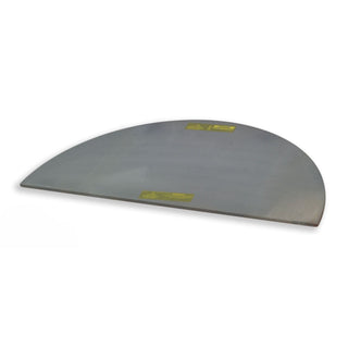 Advancer silicon carbide kiln shelf, 25-inch half-round, 5/16-inch thick, durable kiln furniture for high-temperature firing.