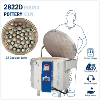 22-inch tall Tucker's Cone Art BX2822D pottery kiln with digital controls and sturdy construction for ceramics firing.