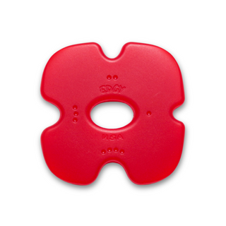 Sherrill Mudtools Red Edgy texture tool with a red handle and metal blade for creating textured ceramic or pottery surfaces.