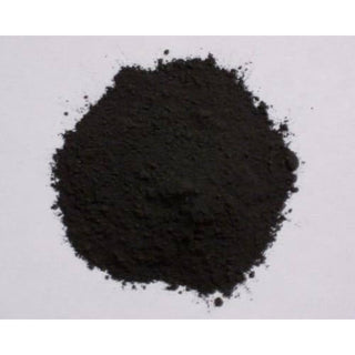 Raw iron oxide in black, used as a ceramic raw material, from Sheffield Pottery, shown in a close-up image.