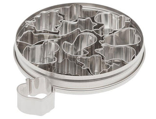 Set of 12 Ateco Tools country-shaped cutter set for baking and cookie decorating, displayed on a white background.