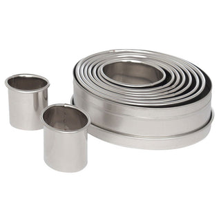 Ateco stainless steel oval shape cutter set with nine pieces, displayed on a white background for baking and craft projects.